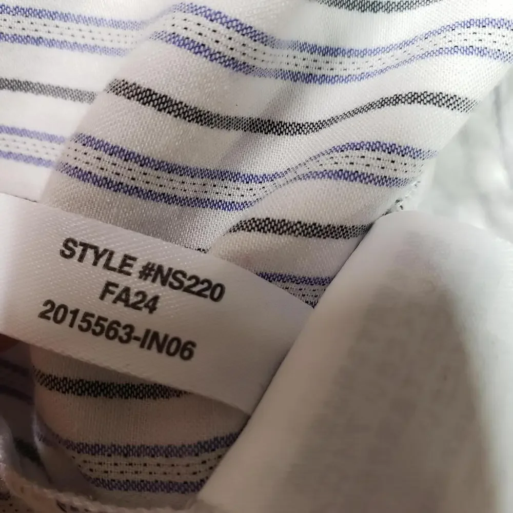Madewell Dress Womens M White Striped Shirt Dress 3/4 Sleeve Button Up Collared